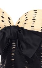 Detail view of Valentino silk chiffon top with handmade draping and bow 1