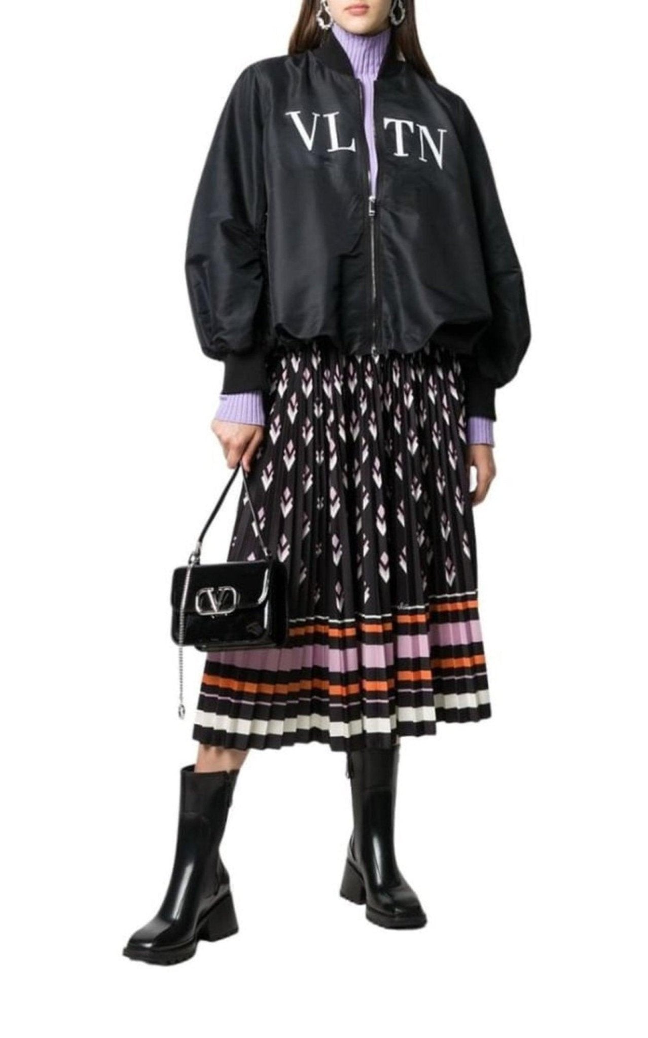 Valentino Ruched Printed Shell Bomber Jacket - Runway Catalog