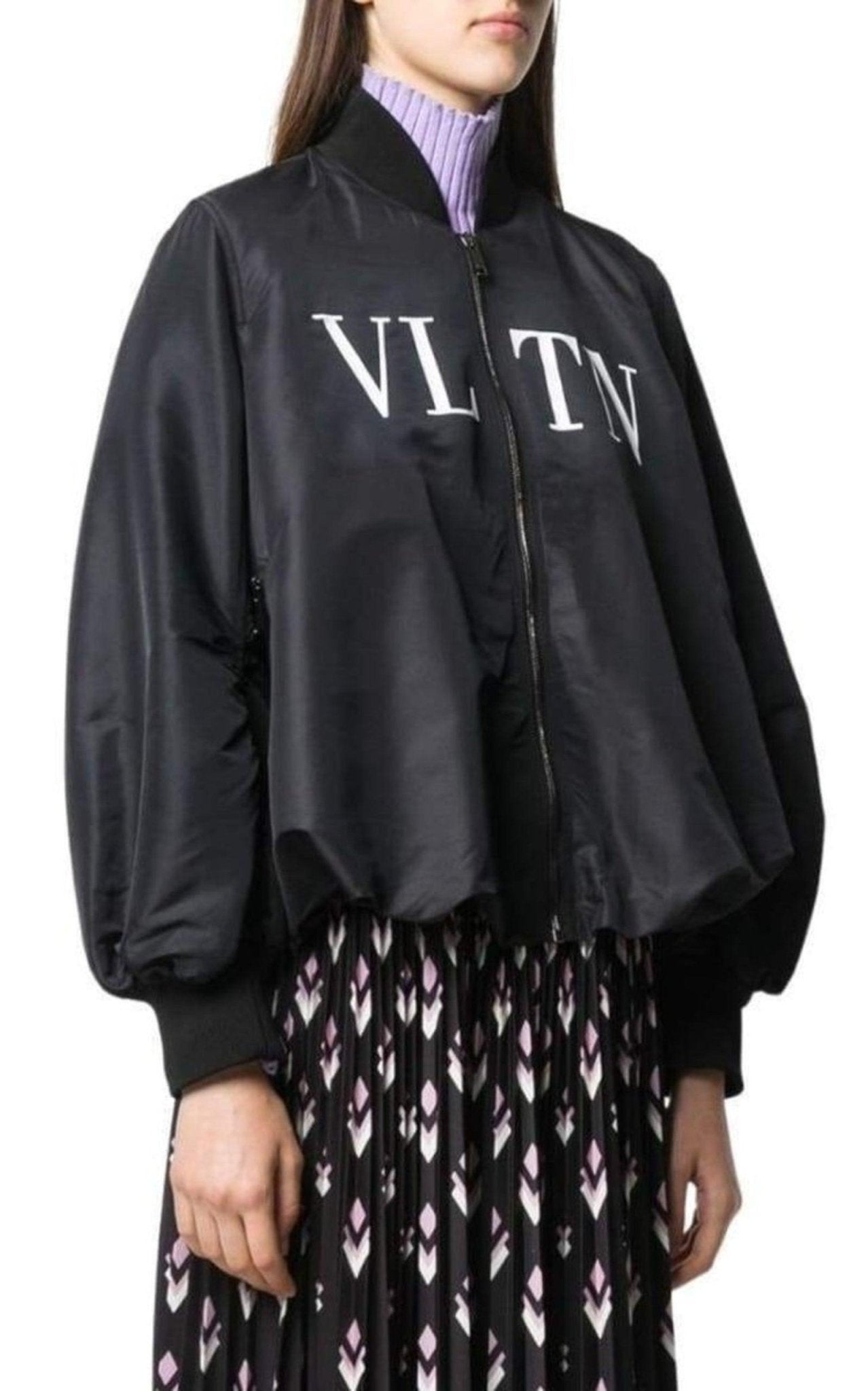 Valentino Ruched Printed Shell Bomber Jacket