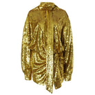 Valentino Sequin Tulle Mini Dress In Gold - Runway Catalog