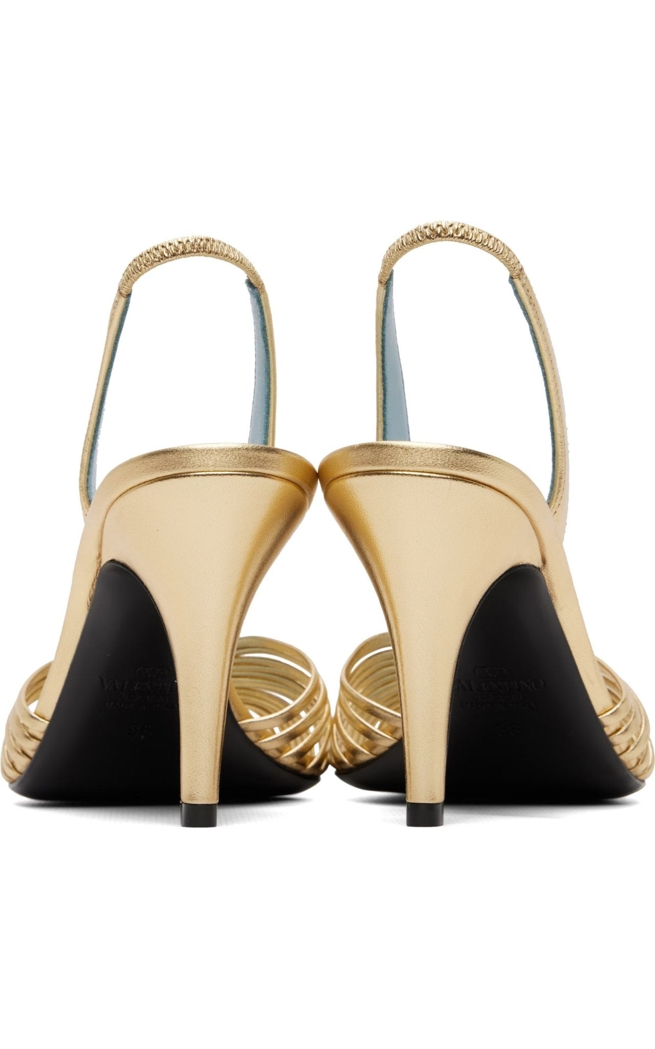 Valentino VLogo Heart metallic leather slingback sandals with 85mm stiletto heel