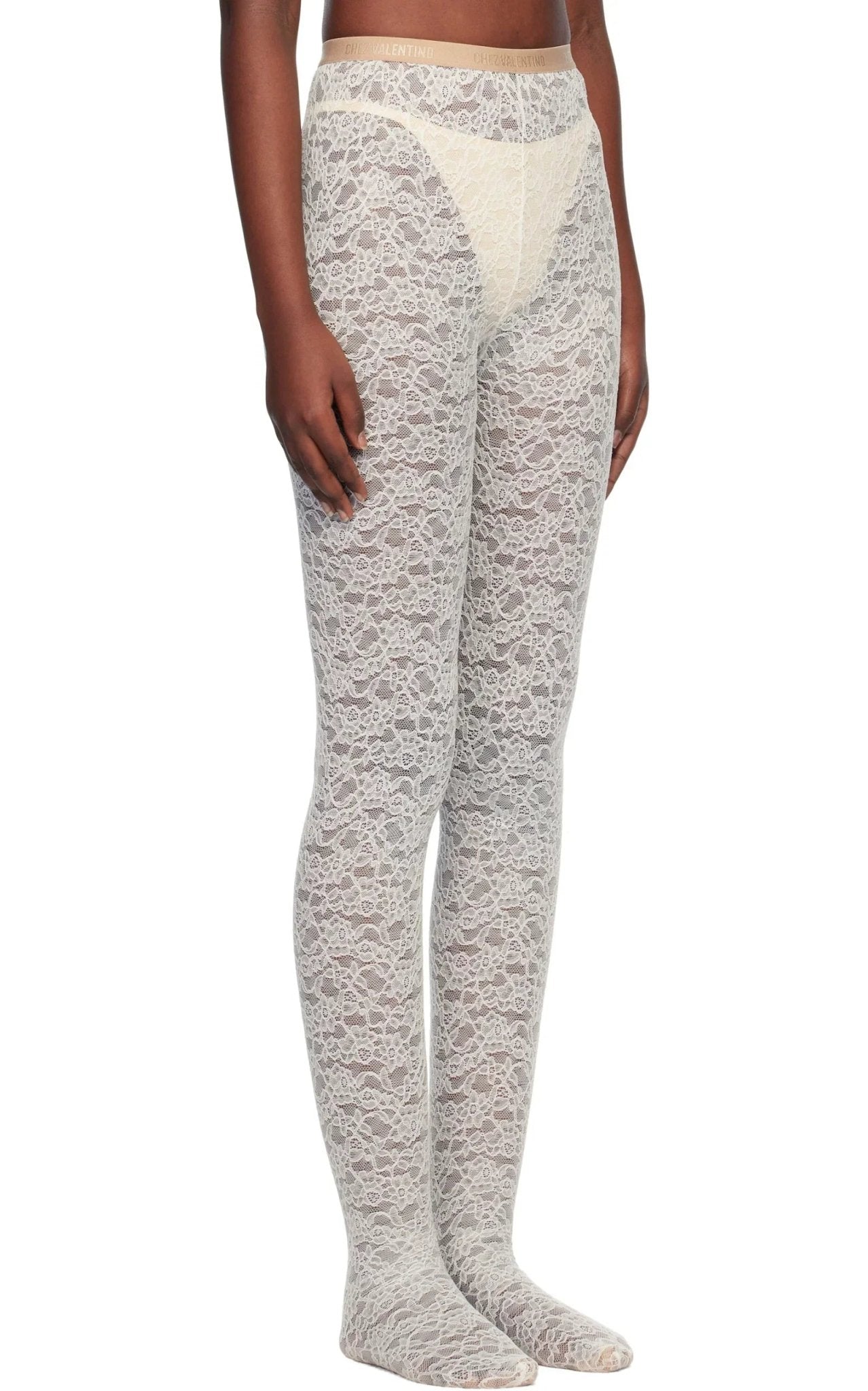 Valentino Chez Valentino Lace Tights White