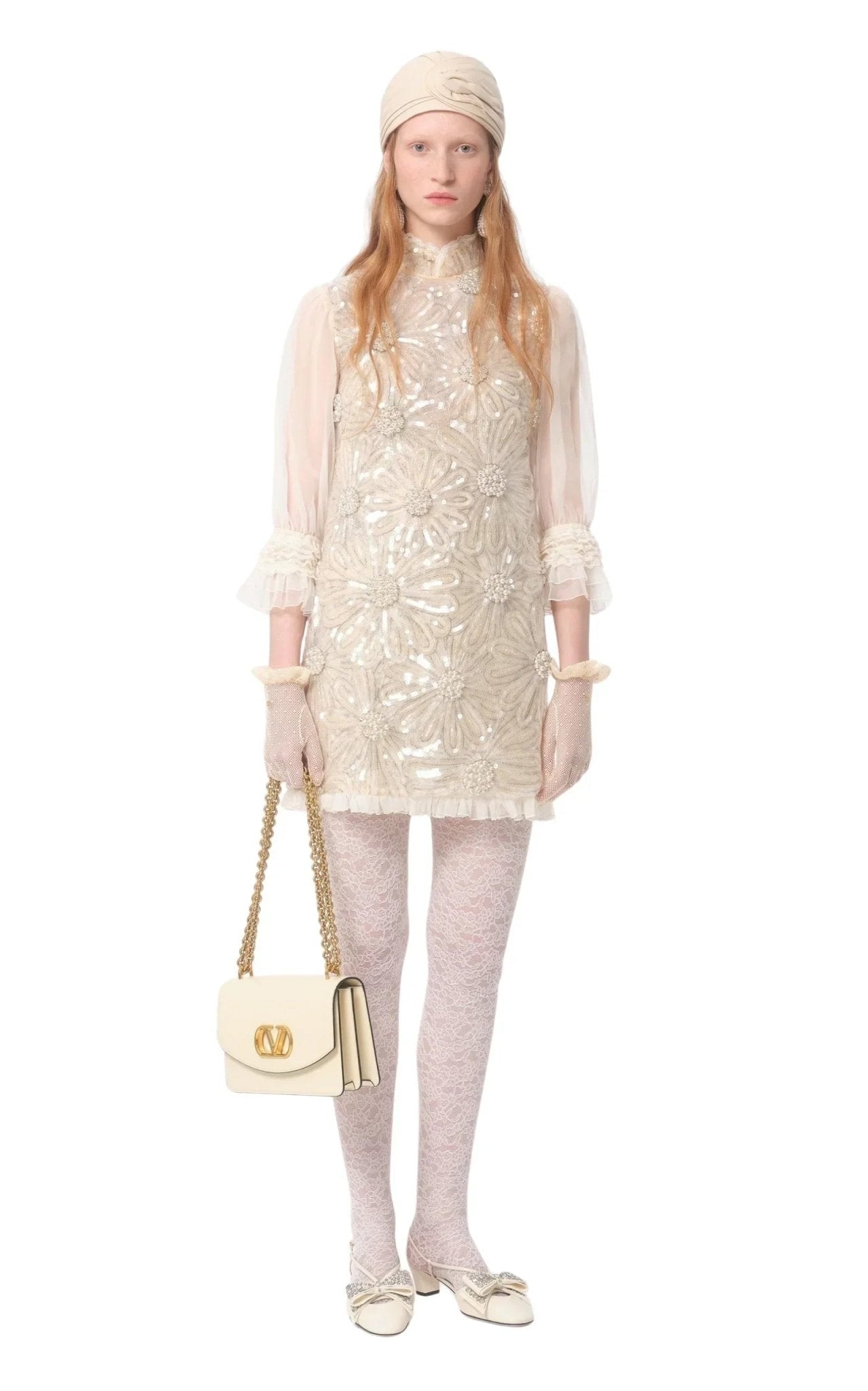 Valentino Chez Valentino Lace Tights White
