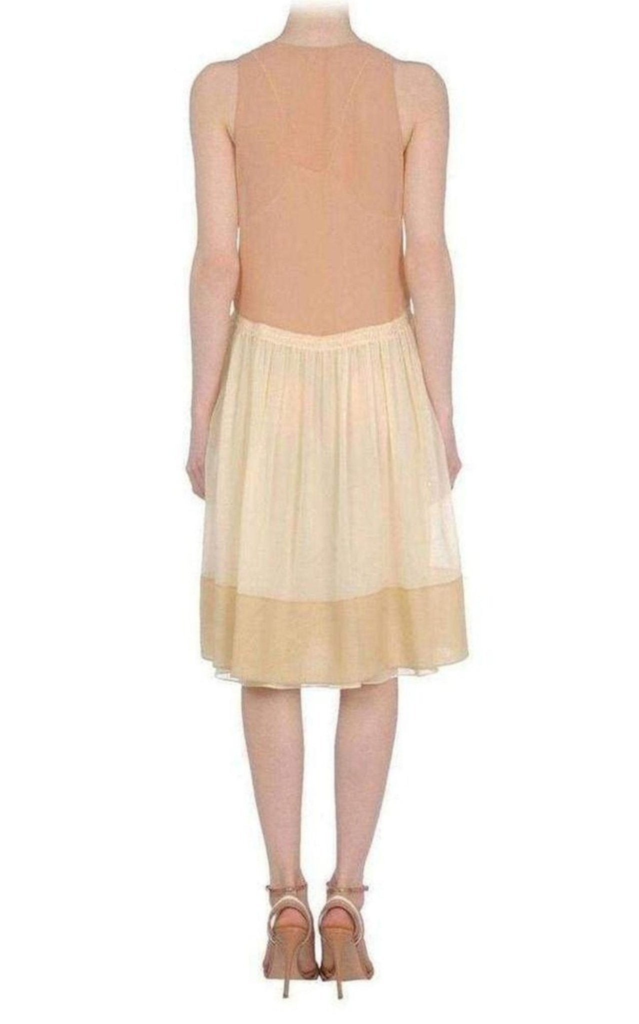 Vanessa Bruno Beige Color Blocked Silk Dress - Runway Catalog
