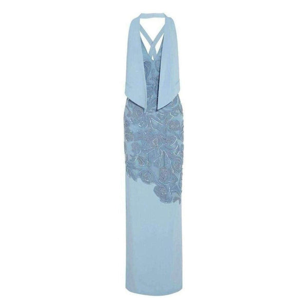 Versace Leather Lace-Embellished Evening Gown