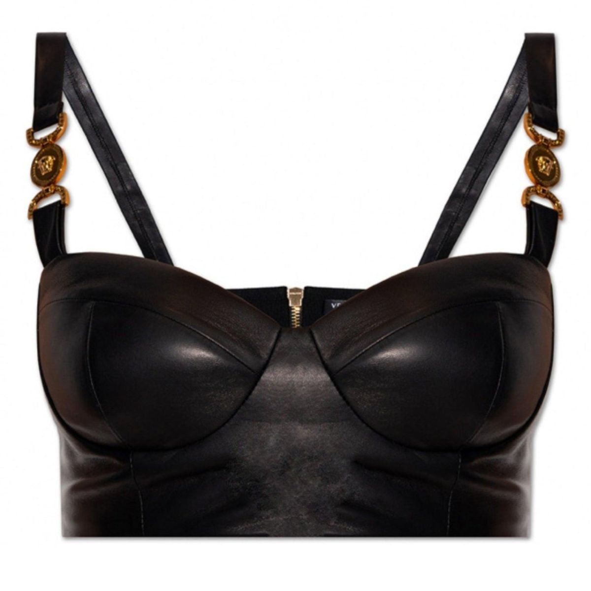 Versace Medusa Lambskin Leather Bralette Top - Runway Catalog