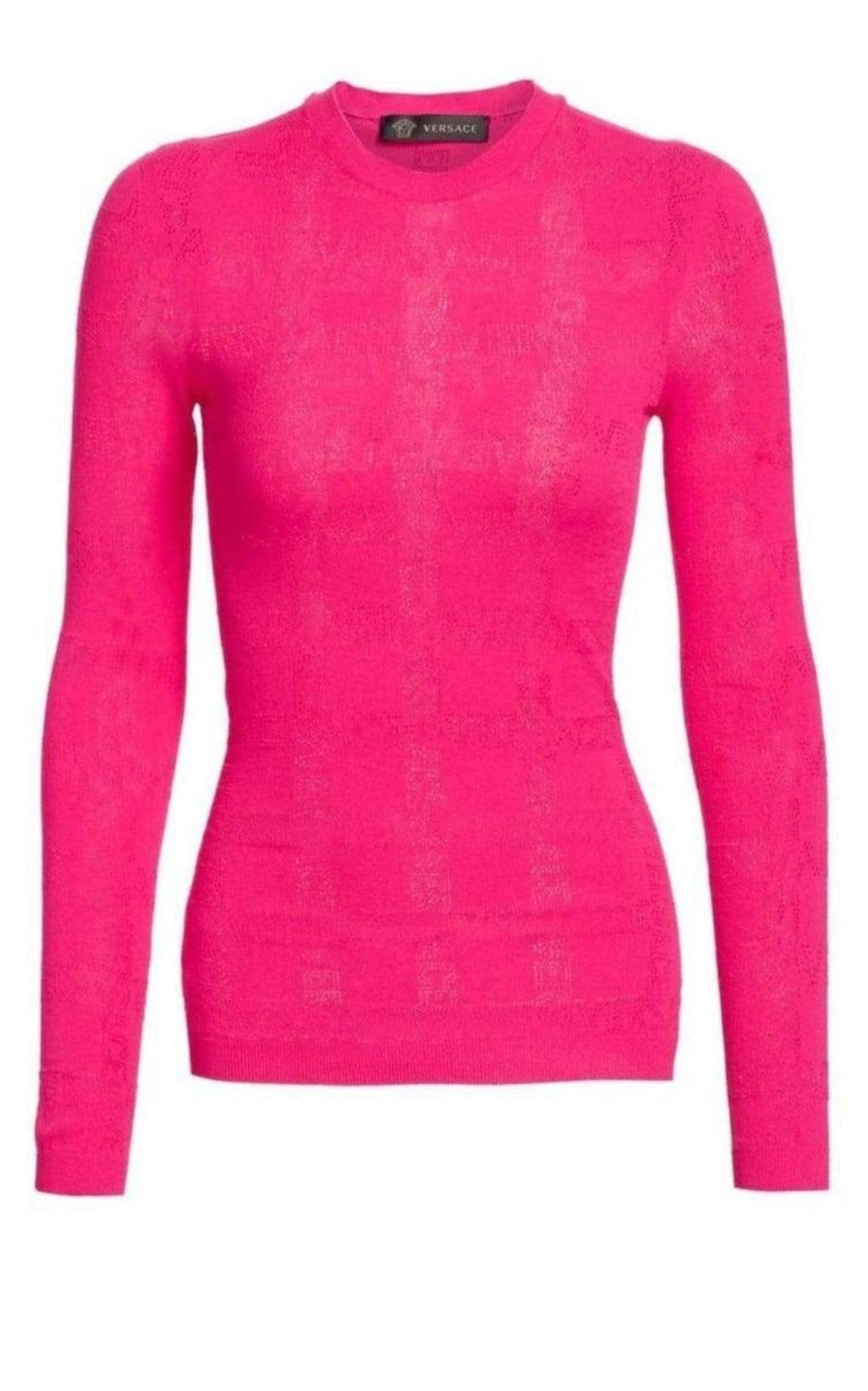 Versace Perforated Logo Stretch Knit Sweater - Runway Catalog