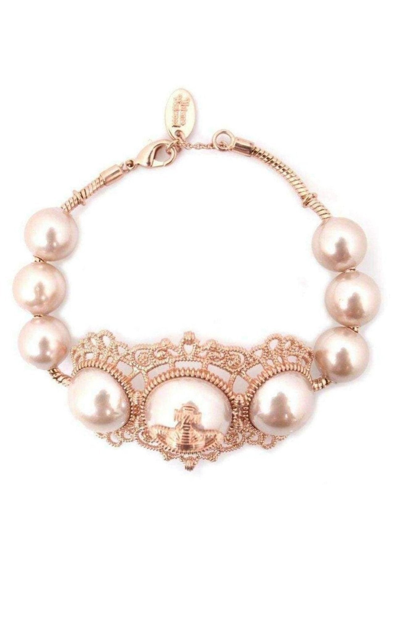 Vivienne Westwood Isolde Large Pearl Pink Gold Bracelet - Runway
