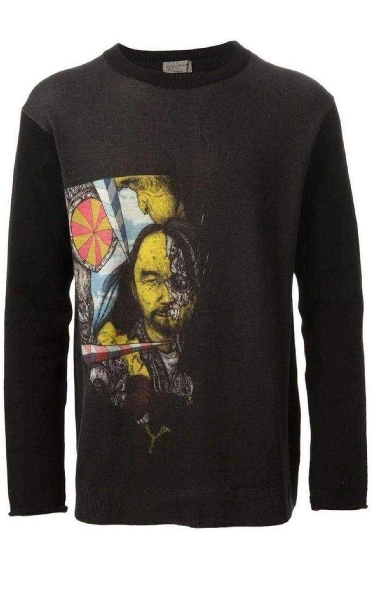 Yohji Yamamoto Portrait Print Black Sweater