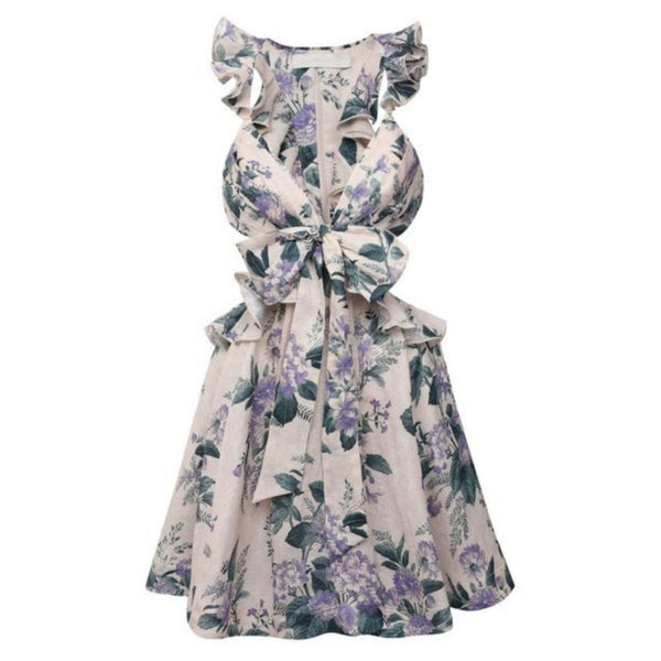 knee length dresses for ladies Zimmermann Cassia Floral Print Mini Dress – Runway Catalog
