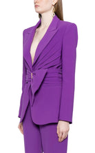 Zuhair Murad belted blazer and wide-leg trousers set with gathered waist
